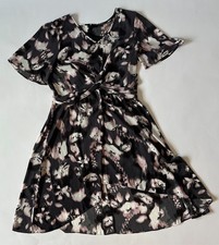 Simply Vera Vera Wang Dress XL Floral Twist Front High Low Maxi Flutter Sleeve