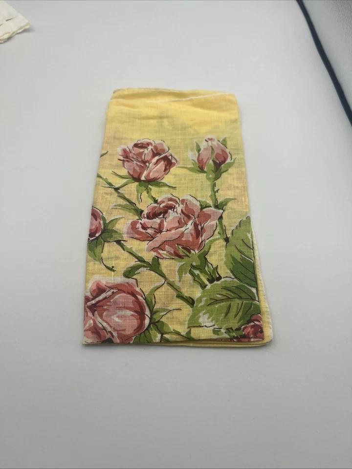 Лот из 10 винтажных носовых платков носовые платки с желтыми цветочными цветами носовые платки - Изображение 2 из 4