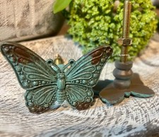 Butterfly Drawer Knobs Green Distressed Whimsical Cabinet Door Furniture Pulls