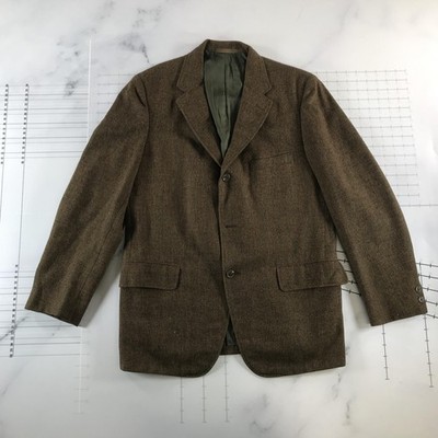 Vintage Richman Brothers Blazer Sport Coat Mens Large Brown Wool Tweed Check