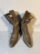 Antique High Lace Victorian Up Ladies Shoes Very Small