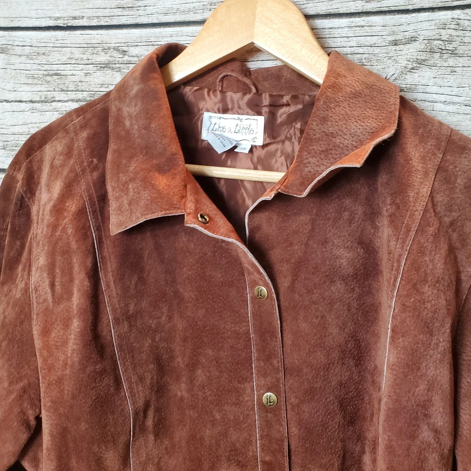Vintage Live A Little Suede Jacket Brown Size 1X - Image 2 of 4