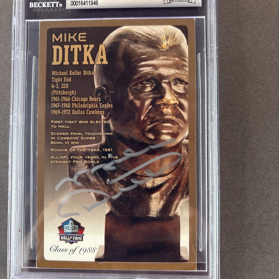 Placa postal autografiada del Salón de la Fama de Mike Ditka - Clase de 1988 - Beckett Foto 2 de 4