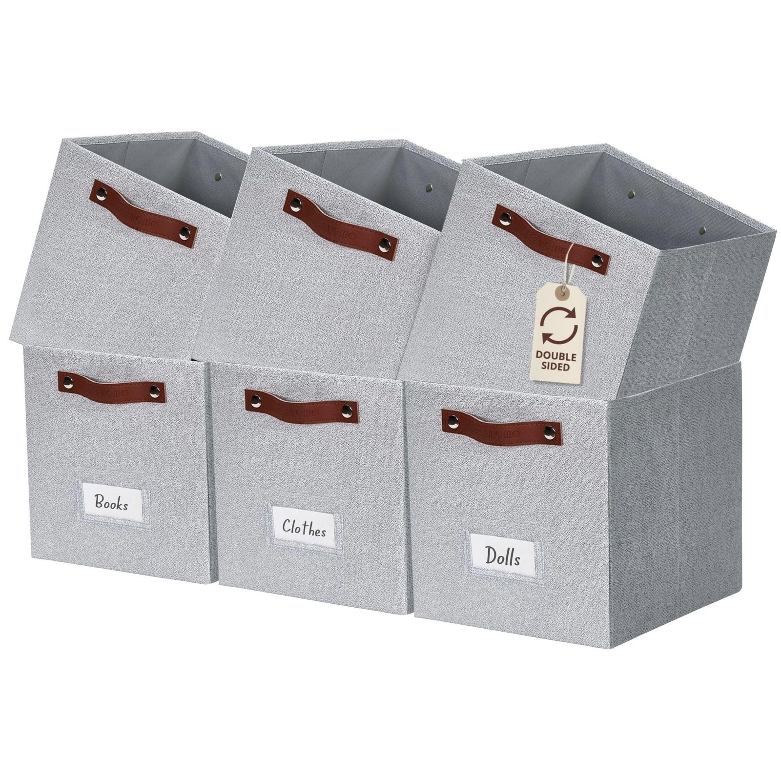 Fabric Cube Storage Bins with Labels for Shelves and Organizing-image