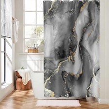 Black Gold Marble Shower Curtain for RV 47"W x 64"L Pack of 1 Black  Gold