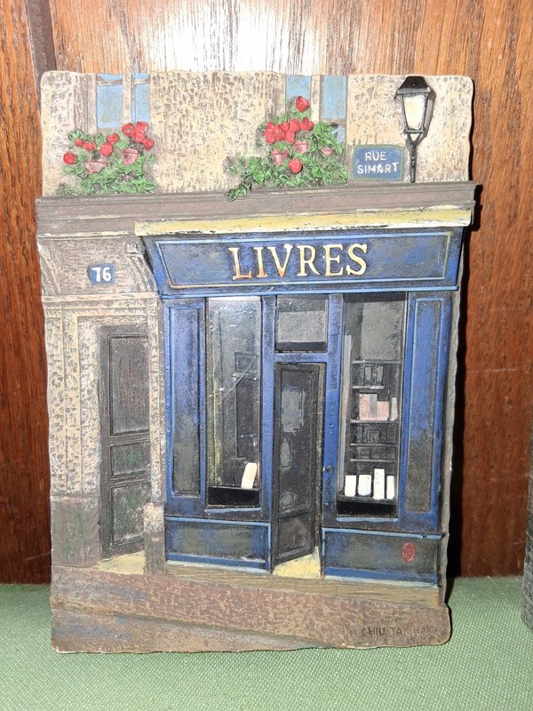 LIVRES 3D Wall Art Resin Book Store Plaque by Chiu Tak Hak Sculptural 6" X 4.5"