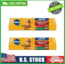 2 Box Pedigree Choice Cuts In Gravy Adult Soft Wet Dog Food W Beef, 12 ct Box