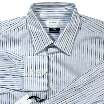 NWT Versace Collection CITY Fit Men's Shirt 44 / 17.5 White Blue Stripes NEW