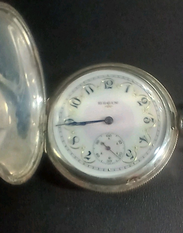 Vintage Ladies Elgin Pocket Watch in Sterling Silver Hunter Case Runs Great