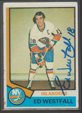 Autographed 74/75 Topps Ed Westfall - Islanders