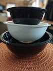 Pyrex 322 323 325 Black and White Clear Bottom Glass Set Of 3 Mixing Bowls — photo 2