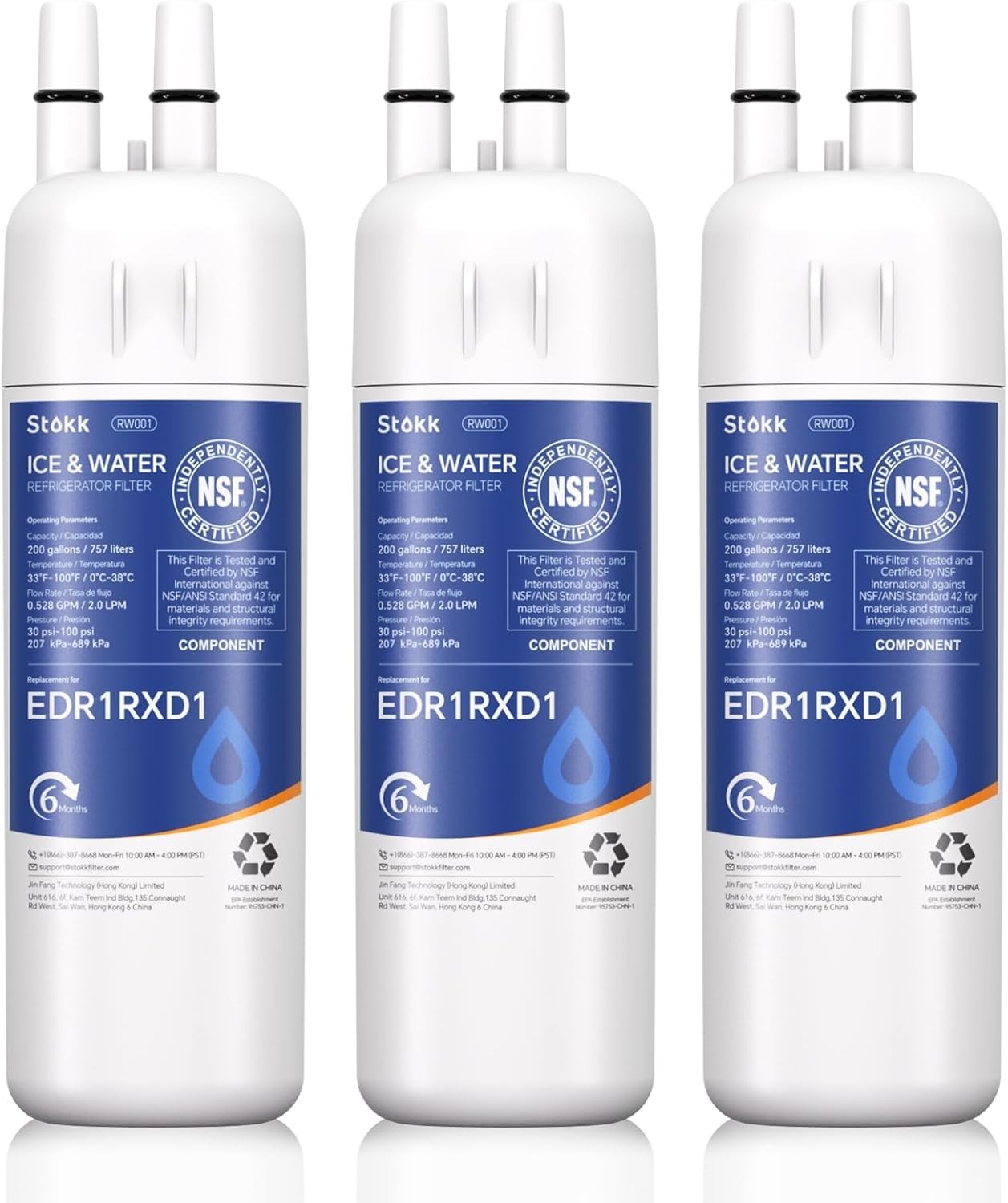 Whirlpool EDR1RXD1 Refrigerator Water Filter 1 | OEM Certified | 3-Pack Genuine