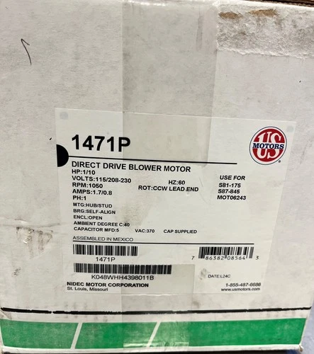 US-NIDEC 1471P Direct Drive Blower Motor 1/10HP