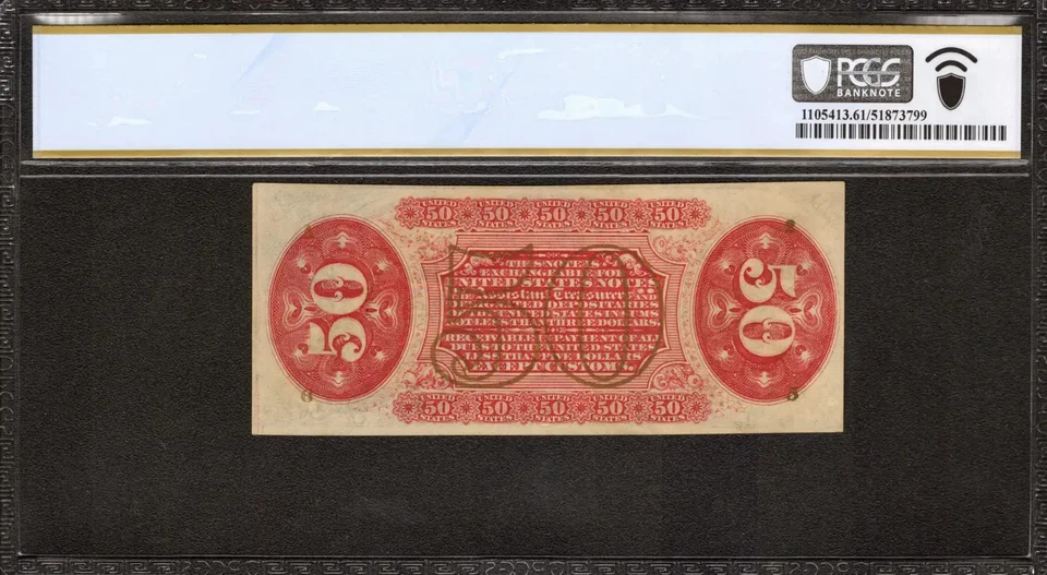 THIRD ISSUE 50C FRACTIONAL CURRENCY FR.1347 RED REV A265 PCGS UNC 61 PPQ (799) - Image 2 of 2