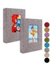 GPIRAL Small Photo Album 4x6   Clear Pages, Linen Cover 4x6"-2 PACK, Grey