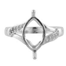 12x8MM Marquise Shape Semi Mount Solitaire Split Shank Ring 925 Sterling Silver