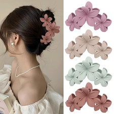 Colorful Plumeria Hawaiian Flower Hair Clips for Women - 4PCS Large Claw Clips f