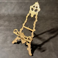 Vtg Solid Brass Easel Stand Picture Plate Book Display 8.5” T Made in India