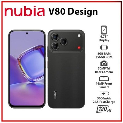 ZTE nubia V80 Design BLACK 8GB+256GB Dual SIM Unlocked Android Mobile Phone