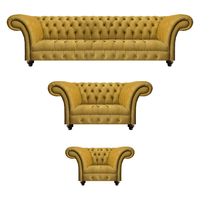 Gelbe Chesterfield Couchen LuxuriöSe Wohnzimmer Textil Couchen 3Tlg Set