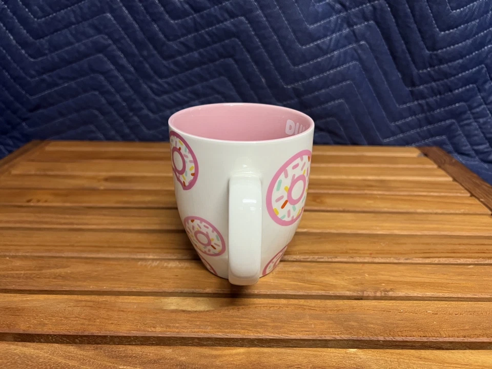 Dunkin Donuts 17oz Mug Coffee Cup Sprinkles Pink White 2020 4.25" Tall - Image 4 of 4