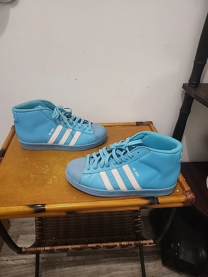 Adidas Pro Model Men's 7 Baby Blue and White Shell Toe La Marque Aux 3 bandes - Image 4 of 4