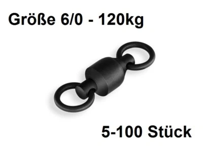 Wallerwirbel - 120kg Gr. 6/0 Kugellagerwirbel Hochleistungswirbel Wels Cat Black