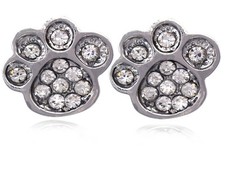 Clear Crystal Doggy Dog Puppy Pet Animal Paw Stud Post Earrings Jewelry e208rc