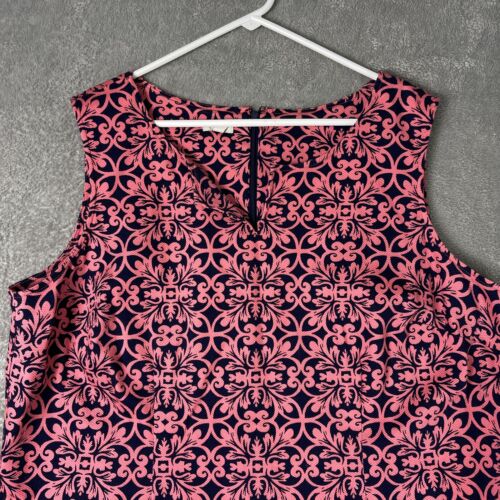 Talbots Damen Kleid ärmellos geometrisch 20 W rosa schwarz Blumen Schnörkelblatt - Bild 3 von 12