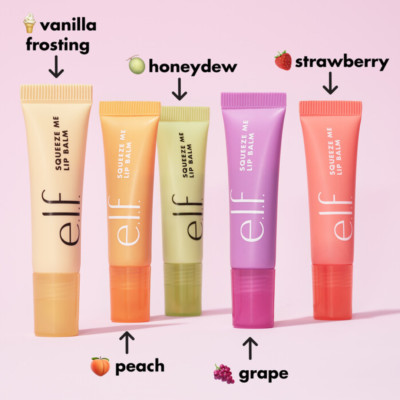 Elf Squeeze Me Lippenbalsam 6g Vanille, Erdbeere, Pfirsich, Honigtau, Traube verpackt