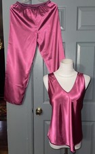 VALERIE STEVENS Pink, Purple Wet Satin Pajama Set. P/S
