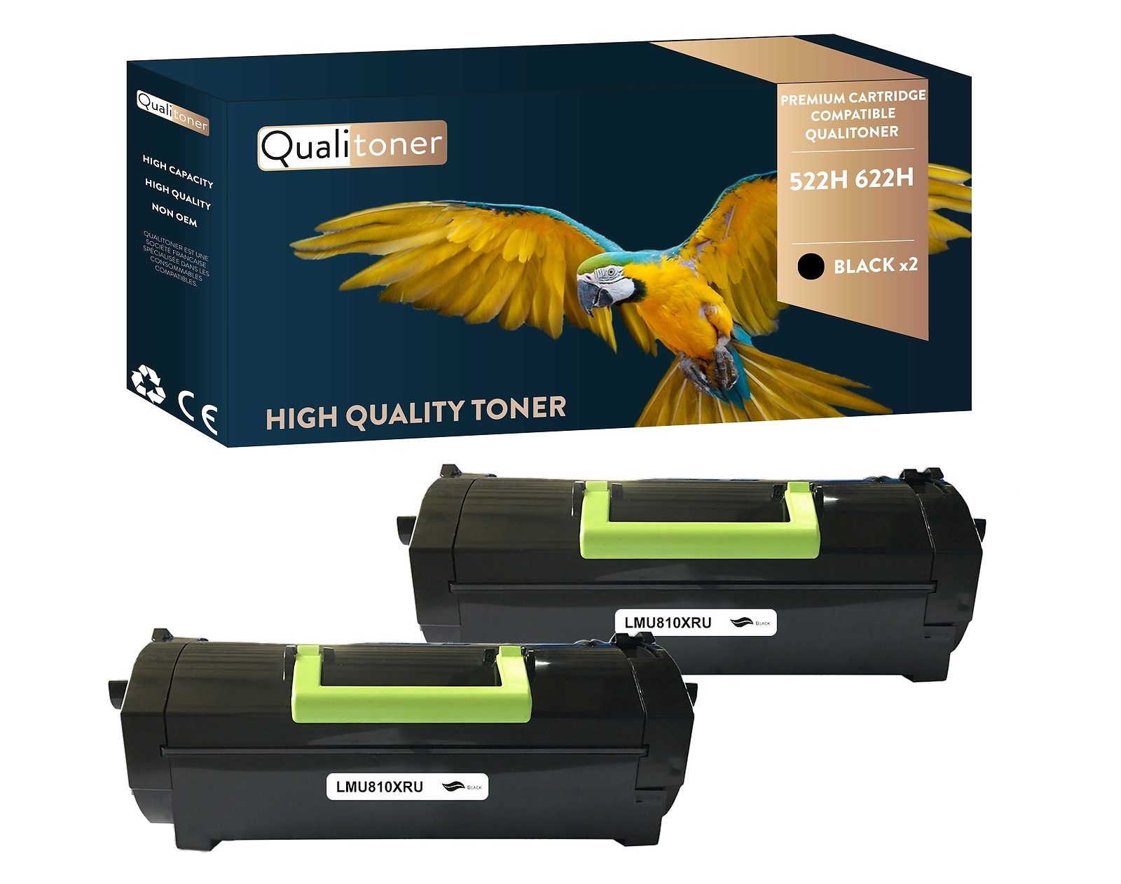 Toner 622H noir haute capacité compatible Lexmark avec impression anti-bavure