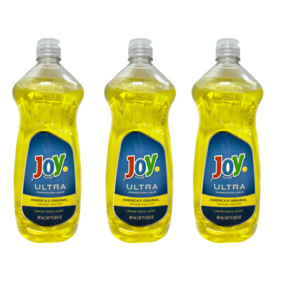 Joy Ultra Dishwashing Liquid Soap, Grease Fighter, Lemon (30 Fl Oz) 3 Count 