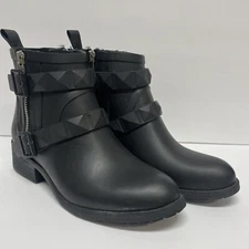 REBECCA MINKOFF Black Rubber Ankle Boots Booties Size 6M Matte Black RainBoots