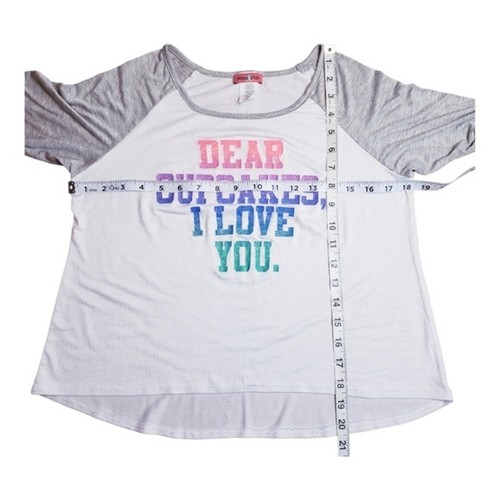 Miss Star Girls Sz XL Cropped Graphic Tee Shirt Short Sleeve Scoop Neck Cupcakes - Picture 3 of 6