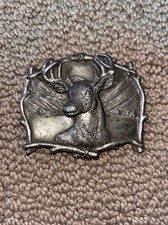 1995 GAP Pewter Metal Belt Buckle Moose Elk Buck Made in USA 4223
