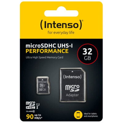 Intenso microSDHC 32GB C10 UHS-I U1 Performance inklusive Adapter Neu OVP