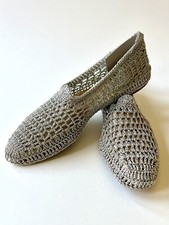 Vtg 1950s Gustave Metallic Silver Mesh Ballet Flats Woven House Slippers 7-8-9
