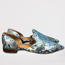 Franco Sarto Toby Medium Pointed Toe Loafers Animal Print Blue Airy  6M