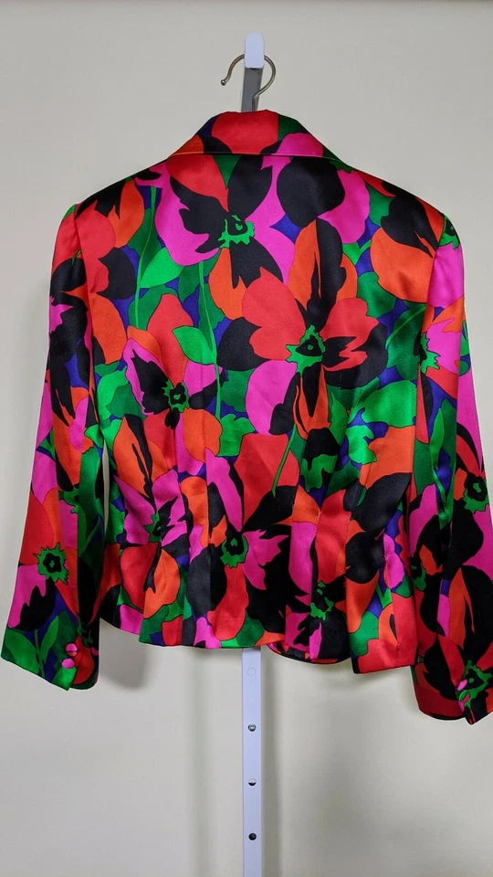 Balenciaga 复古多色花卉丝绸夹克外套 40 法国四边形 — 第 2/4 张图片