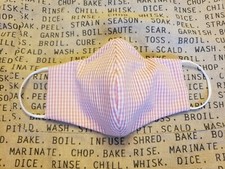 Handmade Face Mask filter pocket and flexible nose bridge white pink Plaid Cute