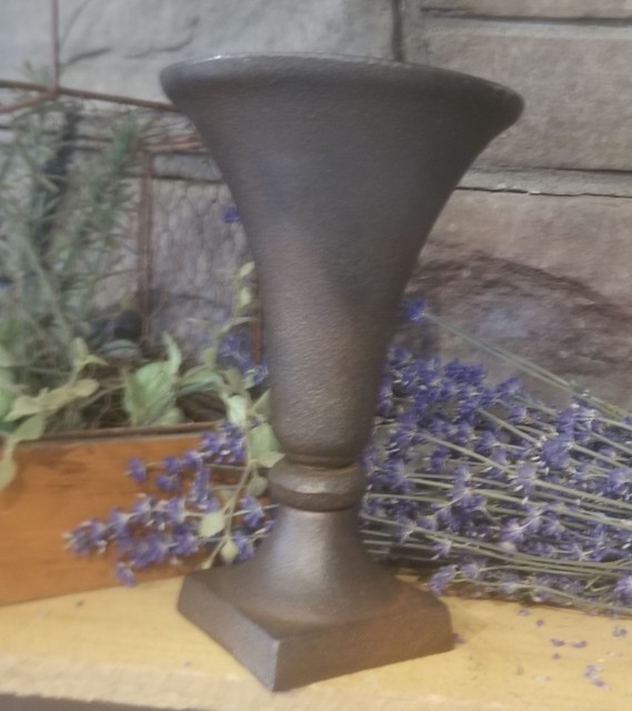 Cast Iron Metal Trumpet Urn Home Garden Table Fall Wedding Candle
