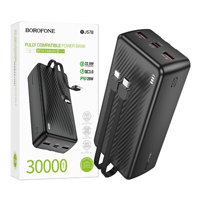 For Borofone BJ57B 22.5W+PD20W 30000mAh Backup Charger Power Bank With Cable
