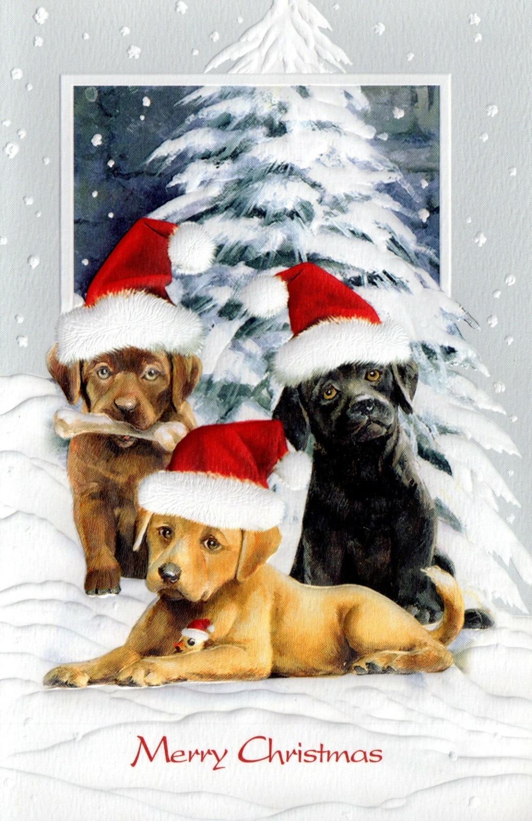 16 Embossed Boxed Christmas Cards Dogs Puppies Trio Of Trouble eBay