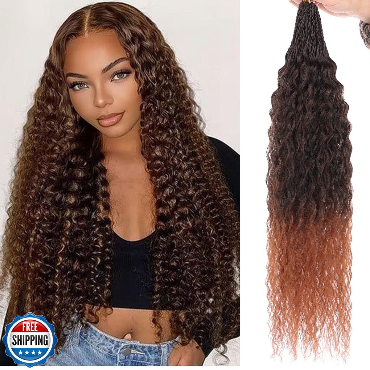 ZRQ Pre looped Micro Brazilian Braids Curly Crochet Hair 18 inch