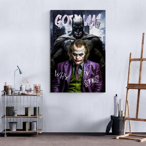 Cuadro Batman Joker Street Art – Lienzo Decorativo Para Salón, Arte Pop De Menzart, Multicolor