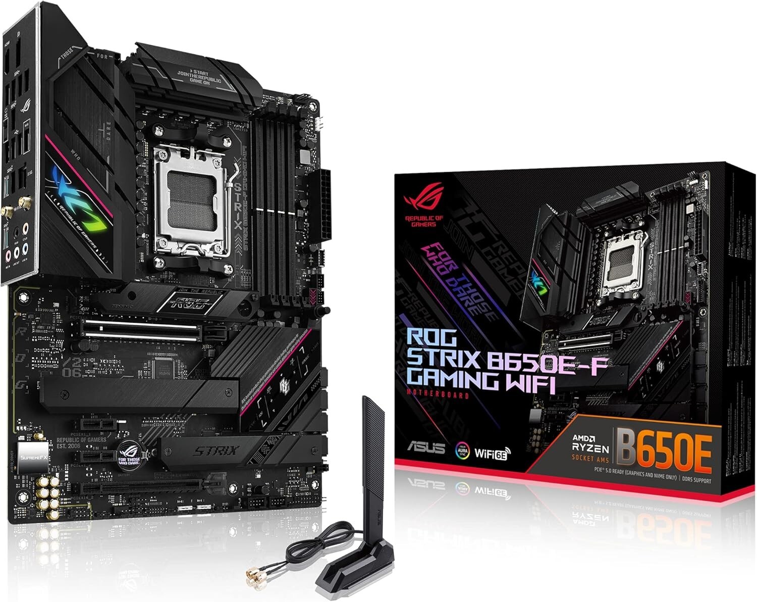 Instant Gratification Gaming Motherboard Asus ROG Strix B650E-F with WiFi for AM5 Ryzen 7000 and DDR5