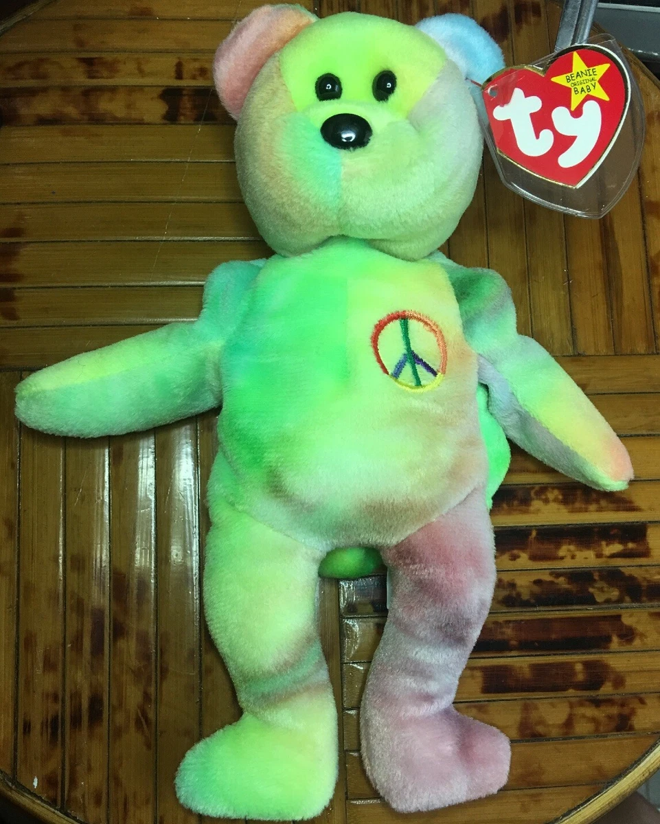 Ty Beanie Baby Peace Bear Early Garcia Production Tag Stitch Error P.E