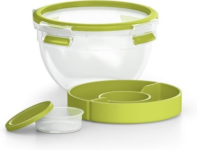 EMSA Clip & Go Salatbox, 1 L, mit Einsätzen für Toppings und Dressing, 100