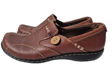 Clarks Brown Shoes Size 8M Bendables Leather Upper Slip-On Loafers 35062